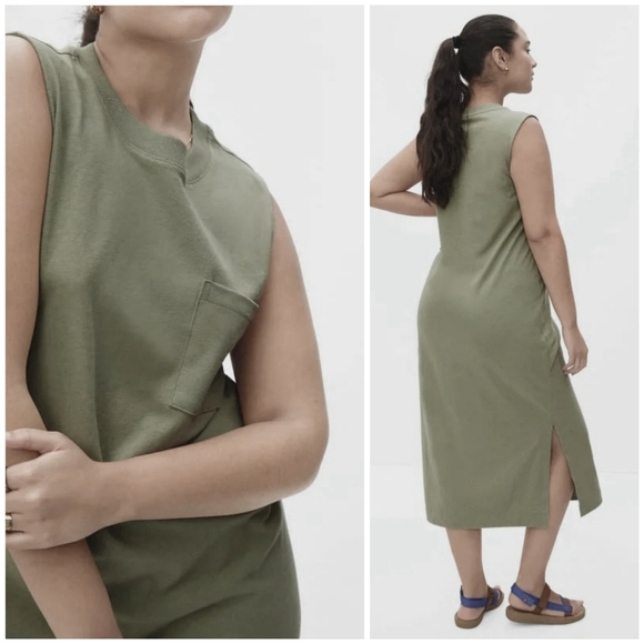 Everlane Dresses & Skirts - Everlane Olive Gray Sleeveless T Shirt Dress